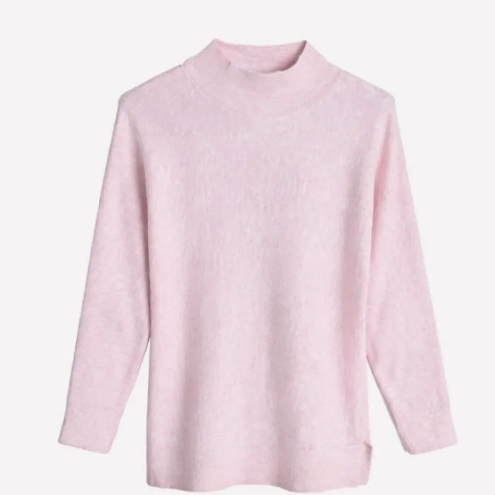 Magaschoni Heather Pink Mock Neck Sweater Soft Knit Pullover Women Size S
